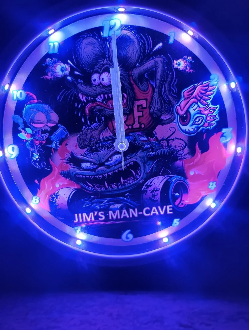 Neon Green Rat Fink Style LED Wall Clock - Jim's Man-Cave